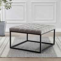 Modern Home Furniture Bench Pouf Seating Stool Chair Square Metal Living Room Tufted Ottoman