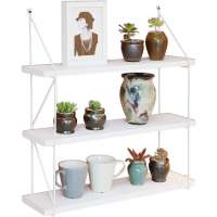 Wall shelf with Metal Brackets Wall Mounted floating shelves 3-Tier Wall Rack, White