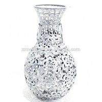 living room ornate carved silver Metal Flower Vase